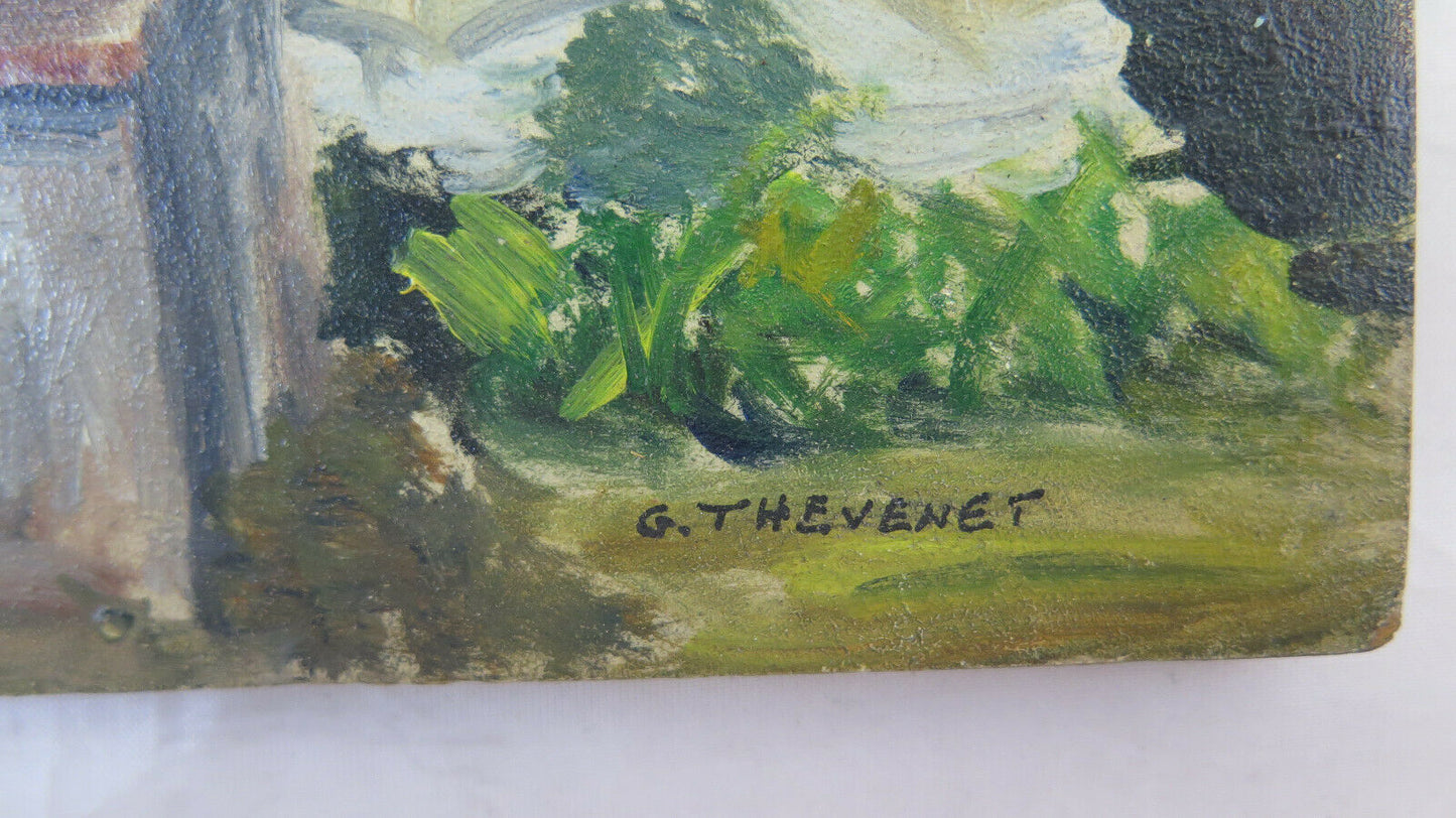 ANTIQUE FRENCH PAINTING SIGNED G. THEVENET OIL PAINTING LANDSCAPE FRANCE BM38 