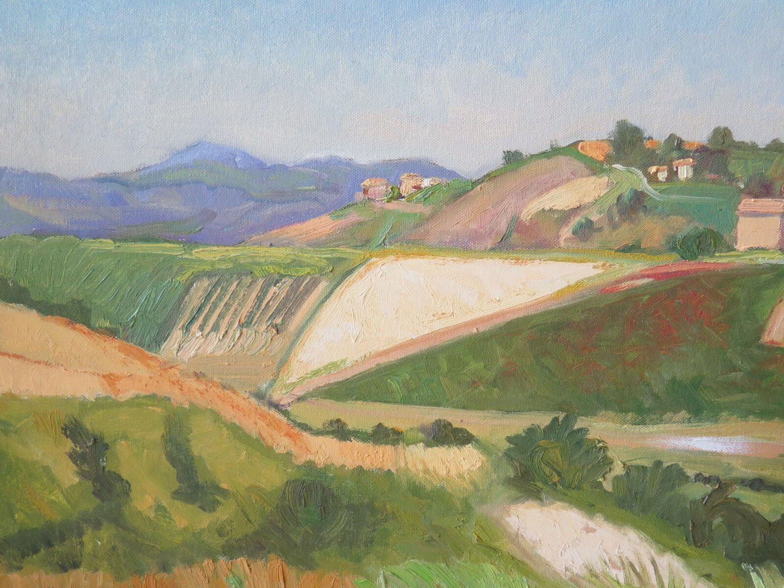 PAESAGGIO CAMPAGNA DIPINTO OLIO SU TELA DAL MAESTRO PITTORE PANCALDI VINTAGE P22 - Belbello Antiques