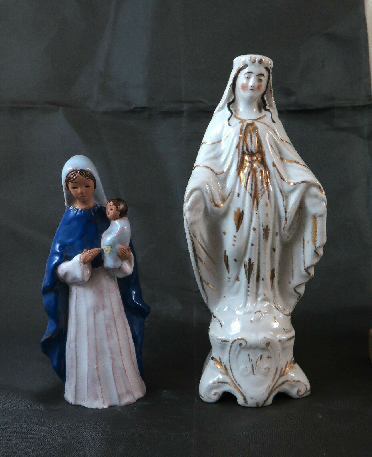 COLLEZIONE DI 5 STATUINE MADONNA MADONNINE IN PORCELLANA ALABASTRO VINTAGE BM21