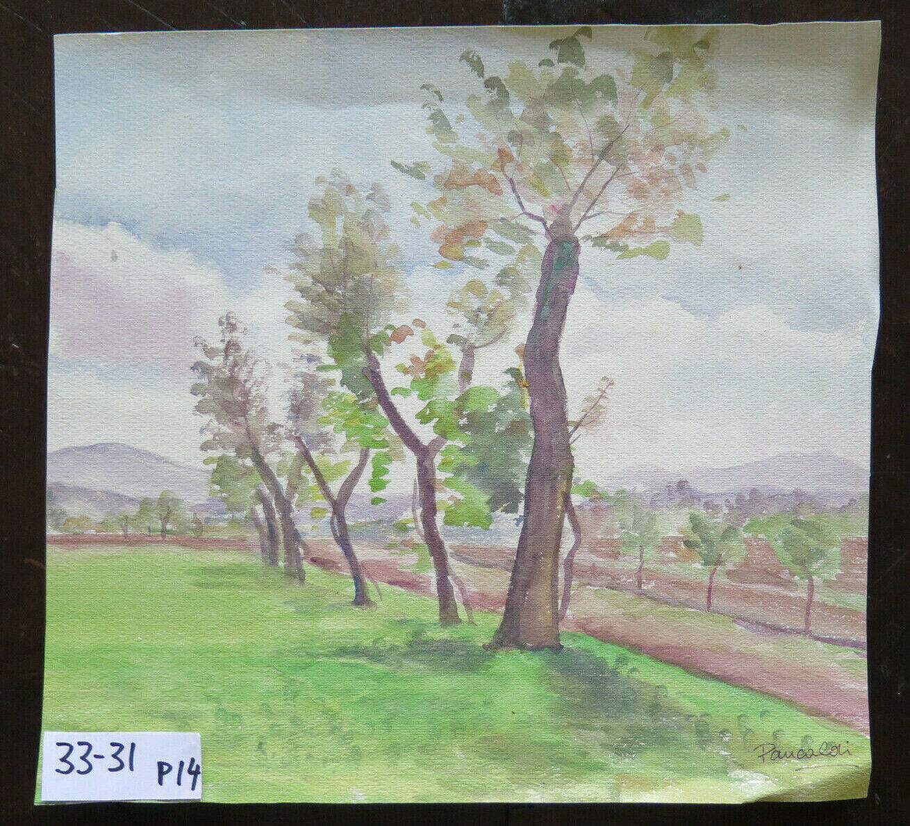 PAESAGGIO CAMPAGNA EMILIA ROMAGNA VECCHIO DIPINTO PITTORE LOCALE 33x31 cm P14