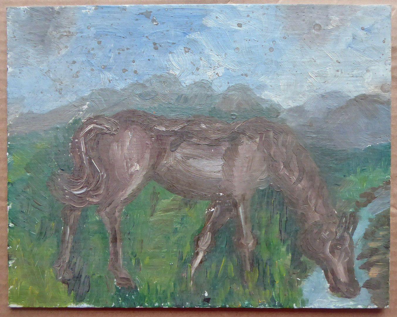 24x19cm QUADRO ANTICO PICCOLA MISURA CON CAVALLO SPAGNA PRIMA METÀ DEL 900 MD10 - Belbello Antiques