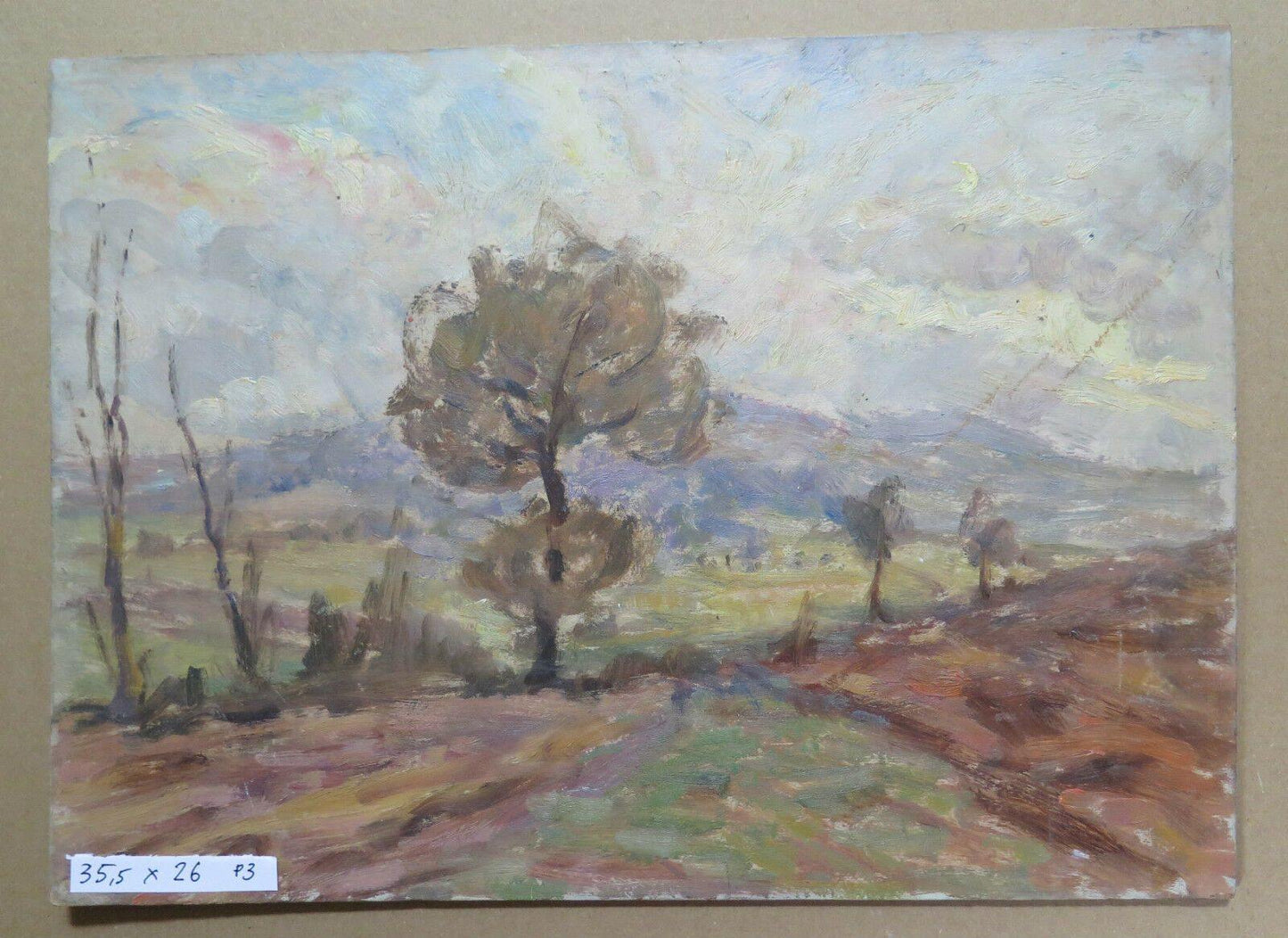 QUADRO ANTICO OLIO SU TAVOLA DIPINTO D'EPOCA STILE IMPRESSIONISTA PAESAGGIO p3 - Belbello Antiques