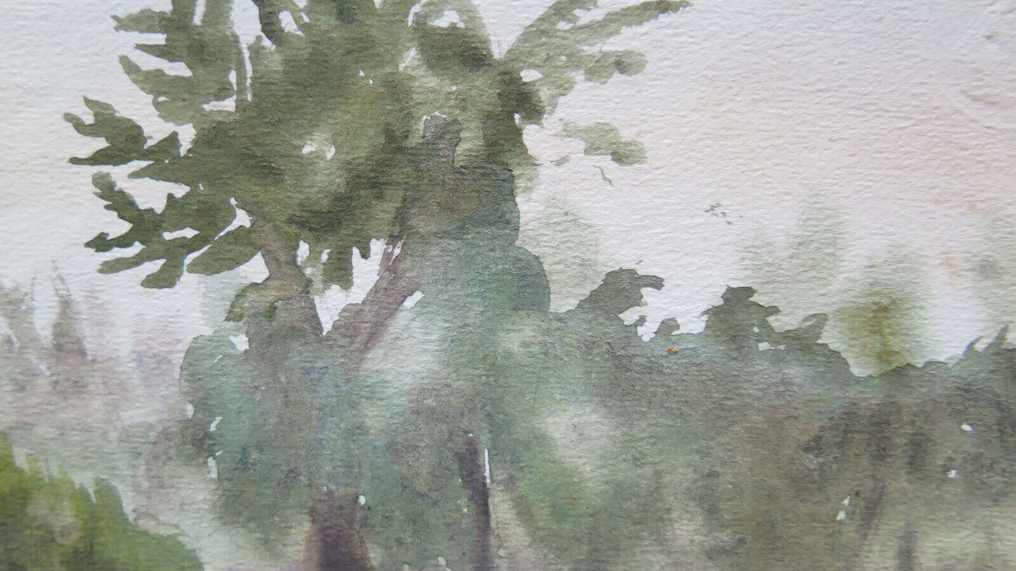 OLD SKETCH PAINTING IN WATERCOLOR COUNTRYSIDE MID-20TH CENTURY P28.4 