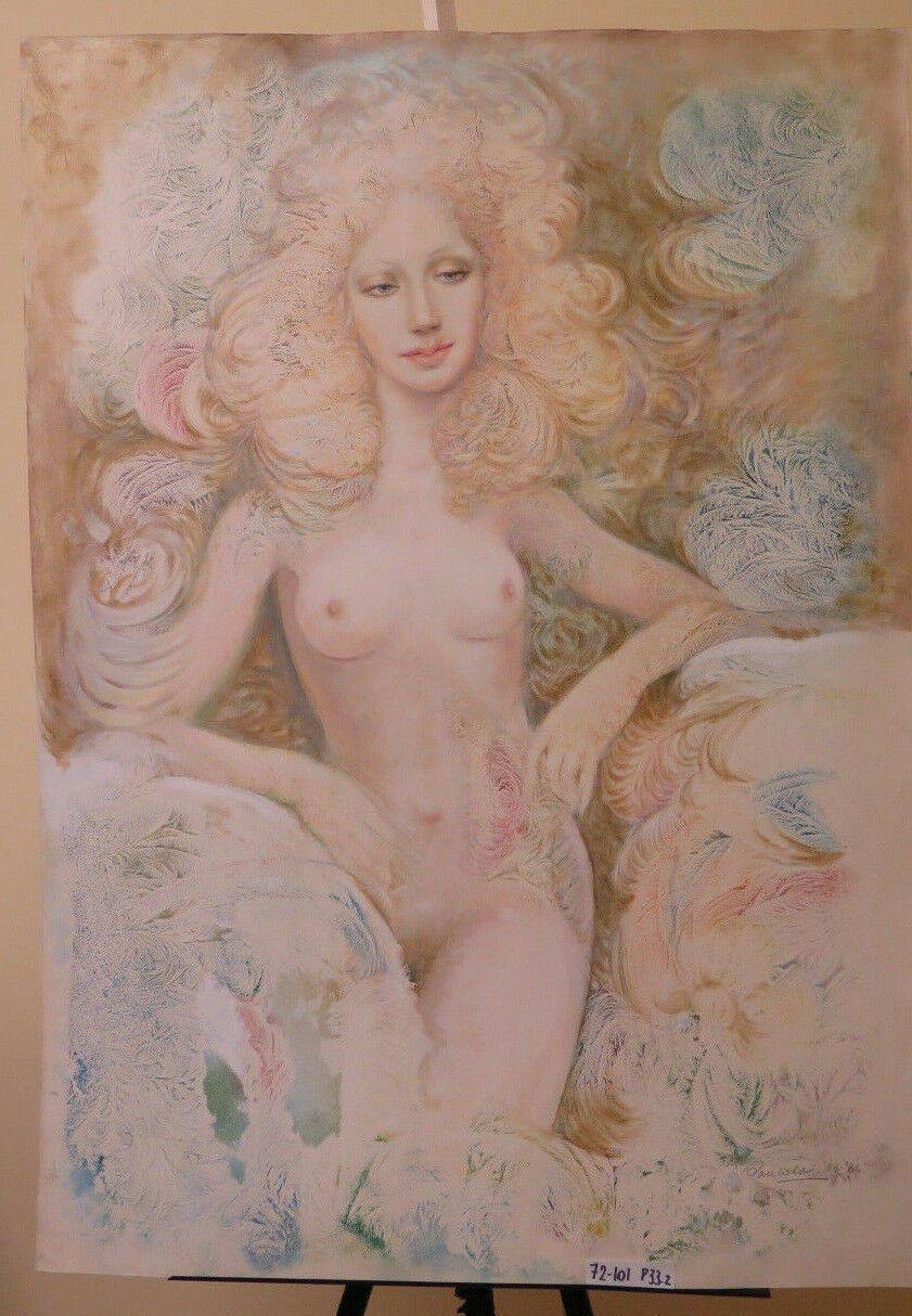 QUADRO NUDO FEMMINILE MODERNO ANNI '80 QUADRO FIRMATO DIPINTO POP ART P33.2 - Belbello Antiques