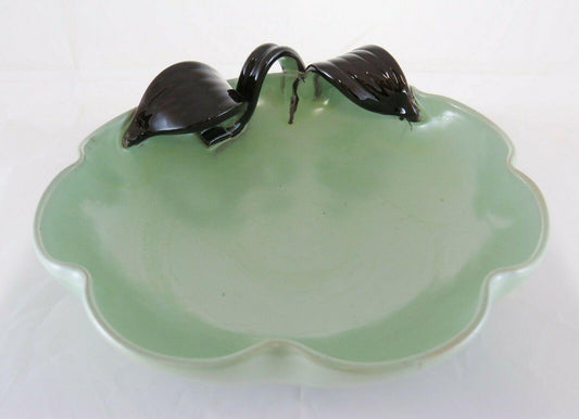 CENTROTAVOLA IN CERAMICA VERDE ACQUA DANIMARCA META' 900 VINTAGE POTTERY R42 - Belbello Antiques