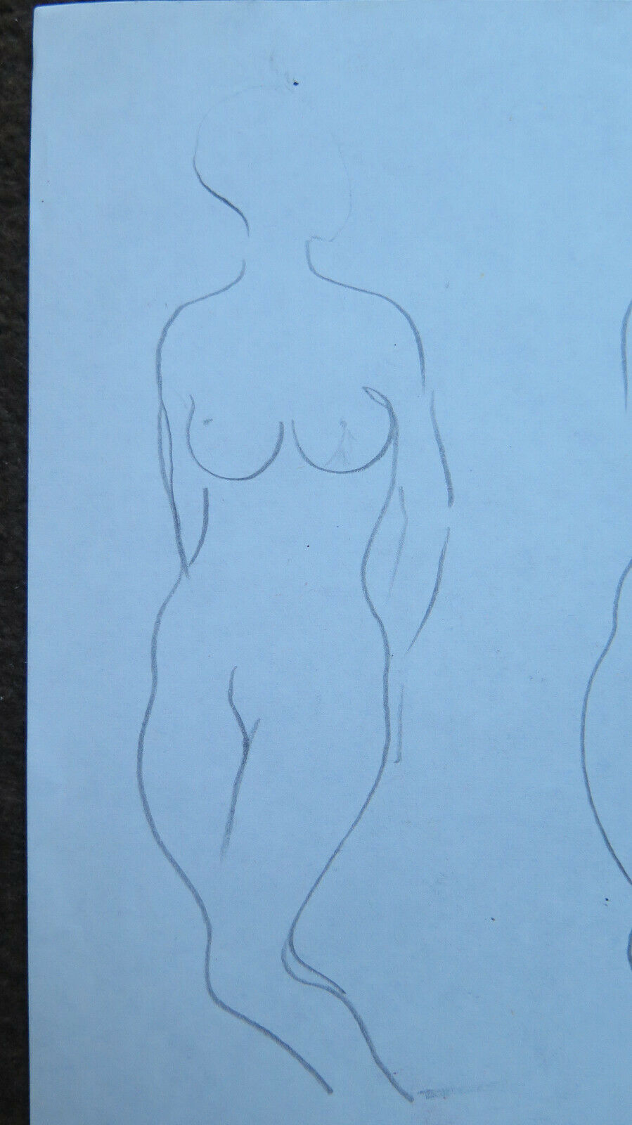 TWO OLD DRAWINGS SKETCHES STUDY NUDE FEMALE PORTRAIT PENCIL ON PAPER P28.6