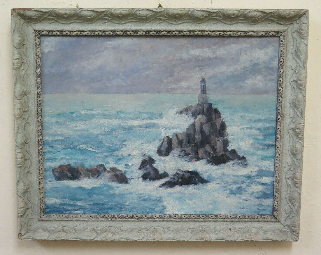 ANTIQUE OIL PAINTING MARINE LANDSCAPE SEA IMPRESSIONIST STYLE BM51