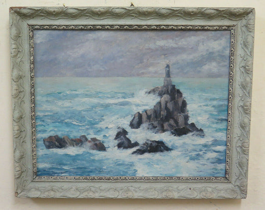 ANTIQUE OIL PAINTING MARINE LANDSCAPE SEA IMPRESSIONIST STYLE BM51