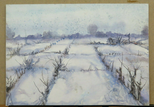 WATERCOLOR PAINTING WITH FROST TECHNIQUE SNOWY WINTER LANDSCAPE P8