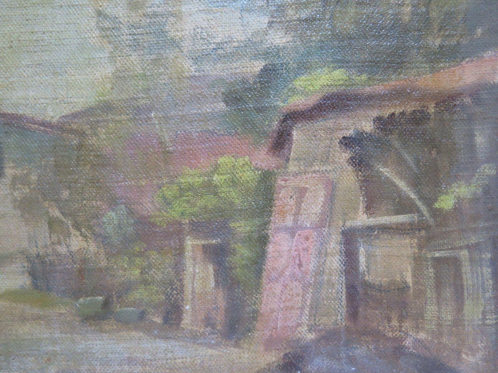 QUADRO ANTICO DIPINTO OLIO SU TAVOLA ORIGINALE FIRMATO PAESAGGIO DI CAMPAGNA p3 - Belbello Antiques