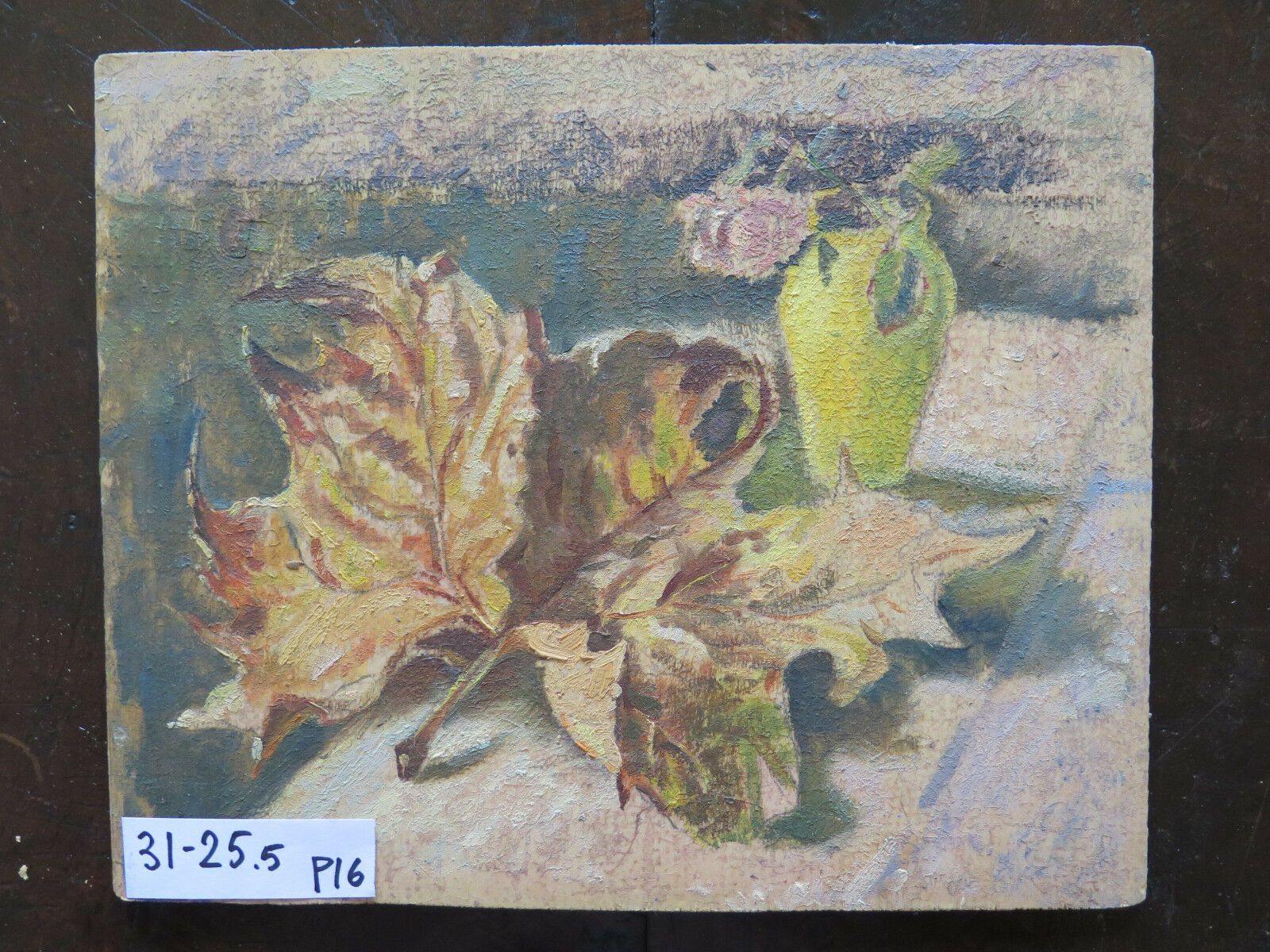 NATURA MORTA QUADRO ANTICO DIPINTO AD OLIO SU TAVOLA ORIGINALE META' '900 p16 - Belbello Antiques