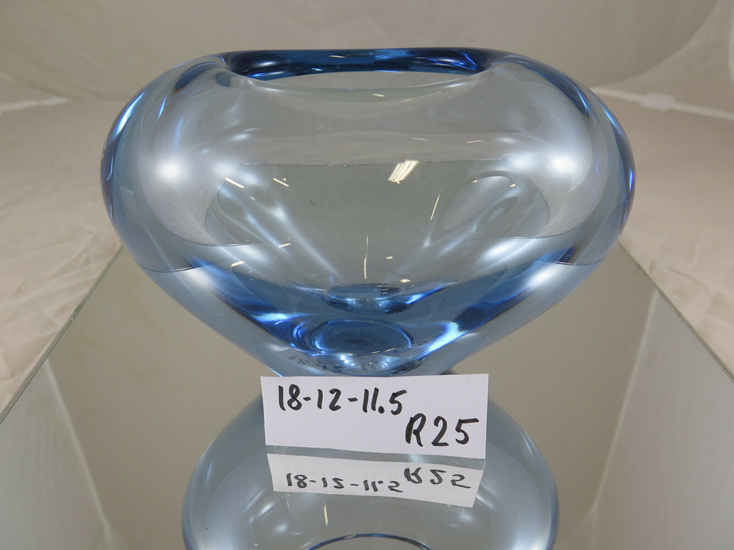 HOLMEGAARD ​​GLASS VASE DENMARK SCANDINAVIA VINTAGE 1960 SIGNED R25