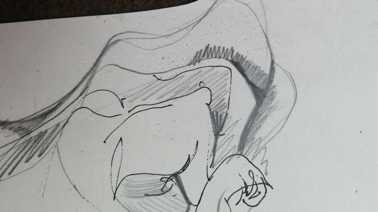 DISEGNO BOZZETTO VECCHIO STUDIO PER MANO OPERA PITTORE PANCALDI 13x21 cm P28.7