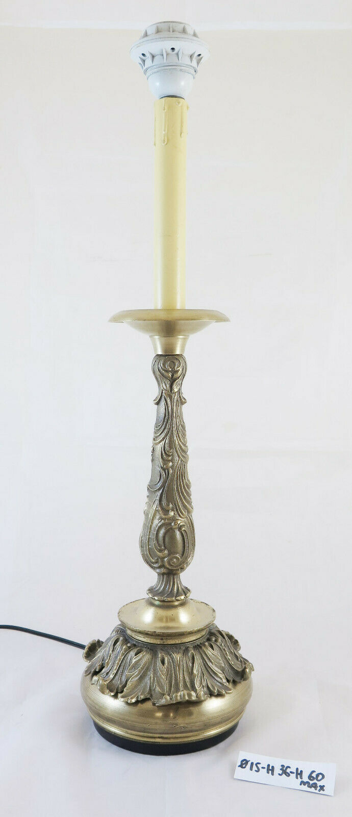 LARGE VINTAGE TABLE LAMP IN BRASS ABAT JOUR ARTISAN HANDMADE CH 