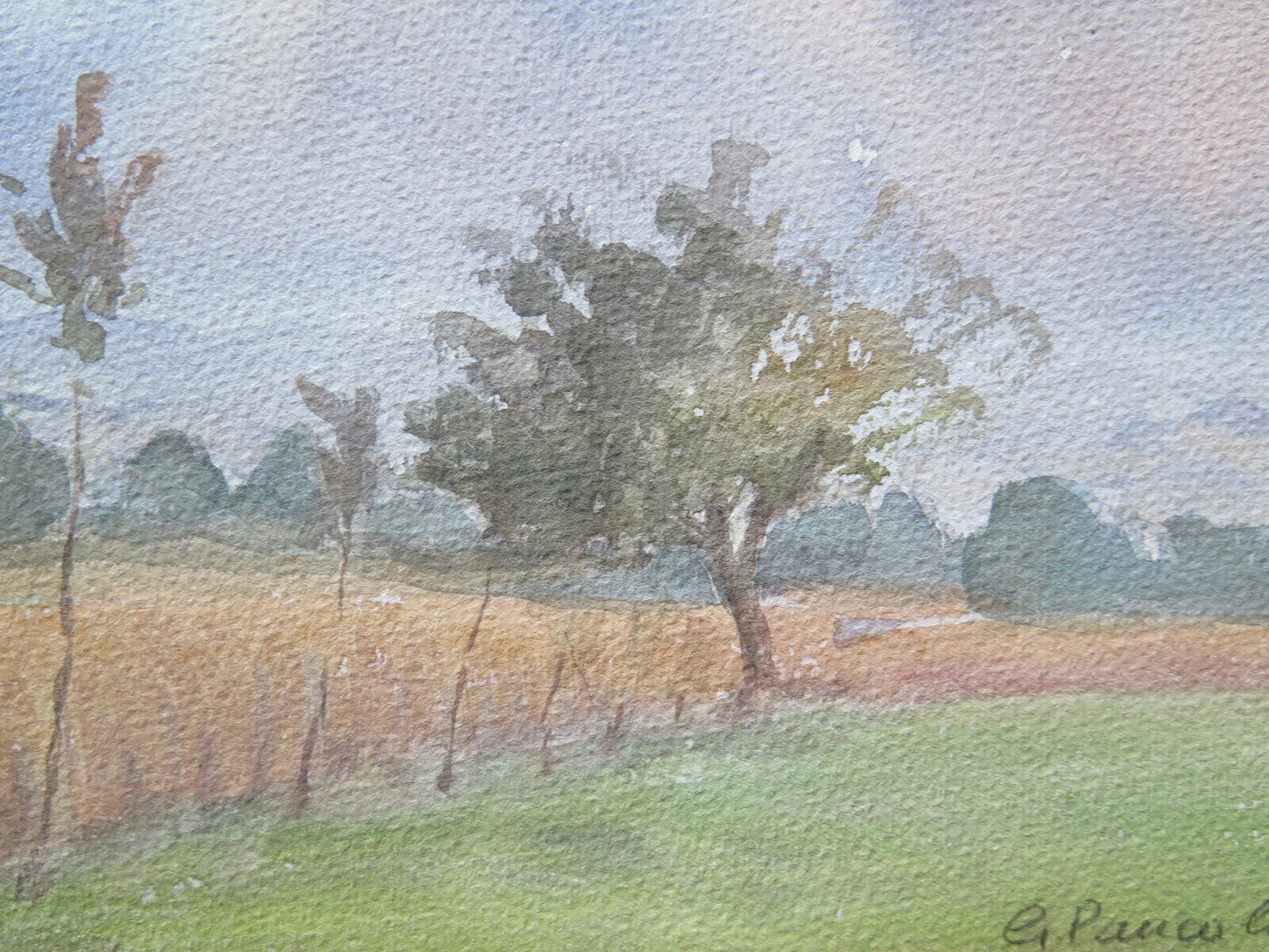 OLD WATERCOLOR PAINTING LANDSCAPE SIGNED EMILIA ROMAGNA VINTAGE 31x19 cm P14