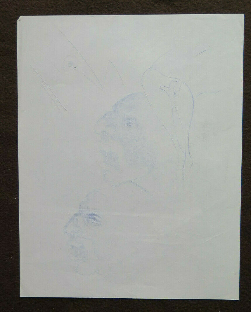 DISEGNO BOZZETTO RITRATTO GROTTESCO PENNA SU CARTA ANNI 60 70 G. PANCALDI P28.8