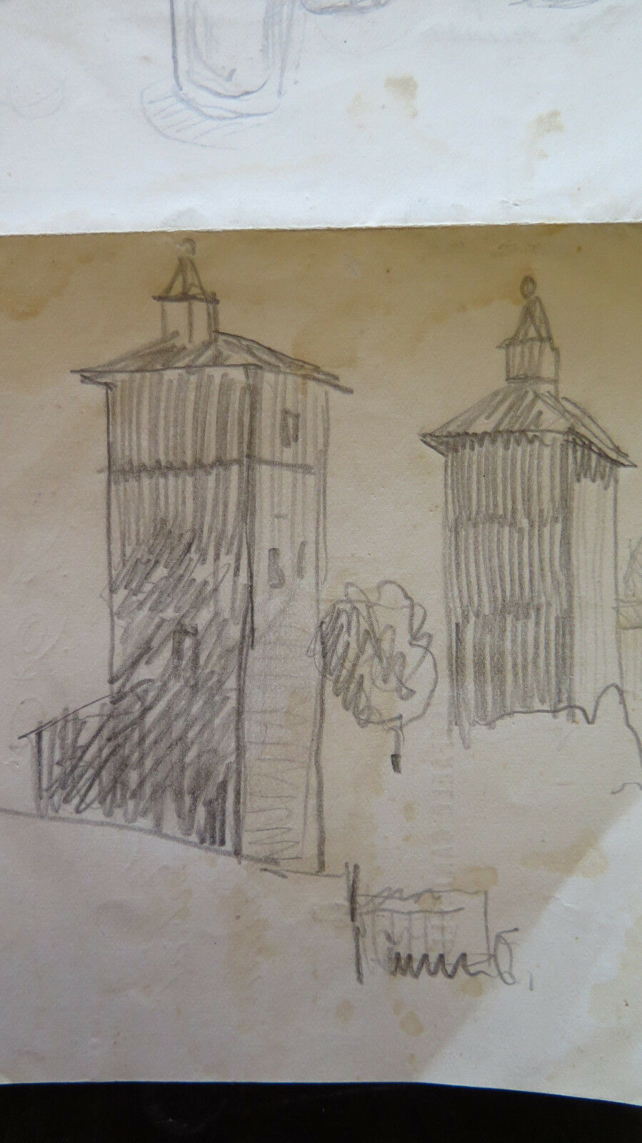 DISEGNO ANTICO SUL RETRO DI UNA CAMBIALE BOZZETTO STUDIO PREPARATORIO P28.4