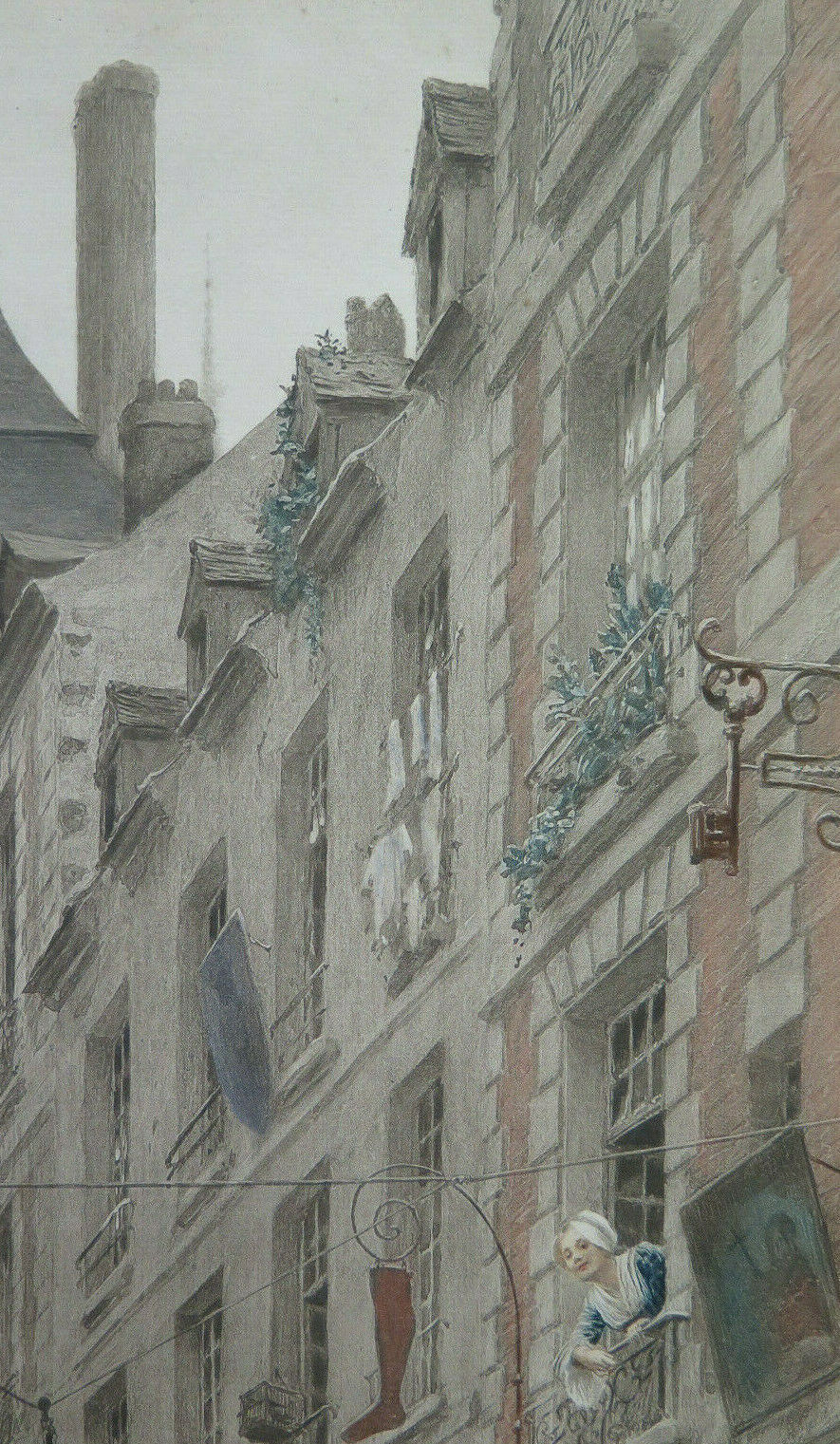 Maurice LELOIR (1853-1940) LITHOGRAPH ANTIQUE PRINT STREET SCENE PARIS 1898 X9 