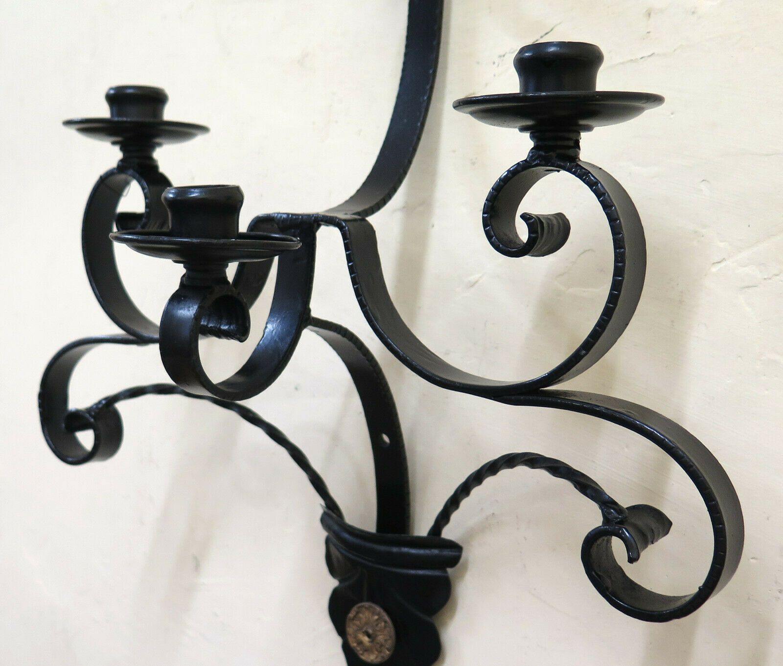 APPLIQUE IN FERRO BATTUTO FORGIATO A MANO VINTAGE LAMPADA PARETE LAMPA –  Belbello Antiques