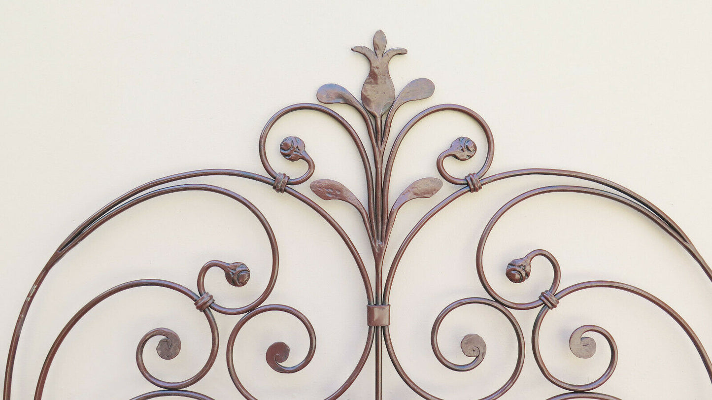 DOUBLE BED HEADBOARD IN WROUGHT IRON VINTAGE PEACOCK TAIL HEADBOARD 11 