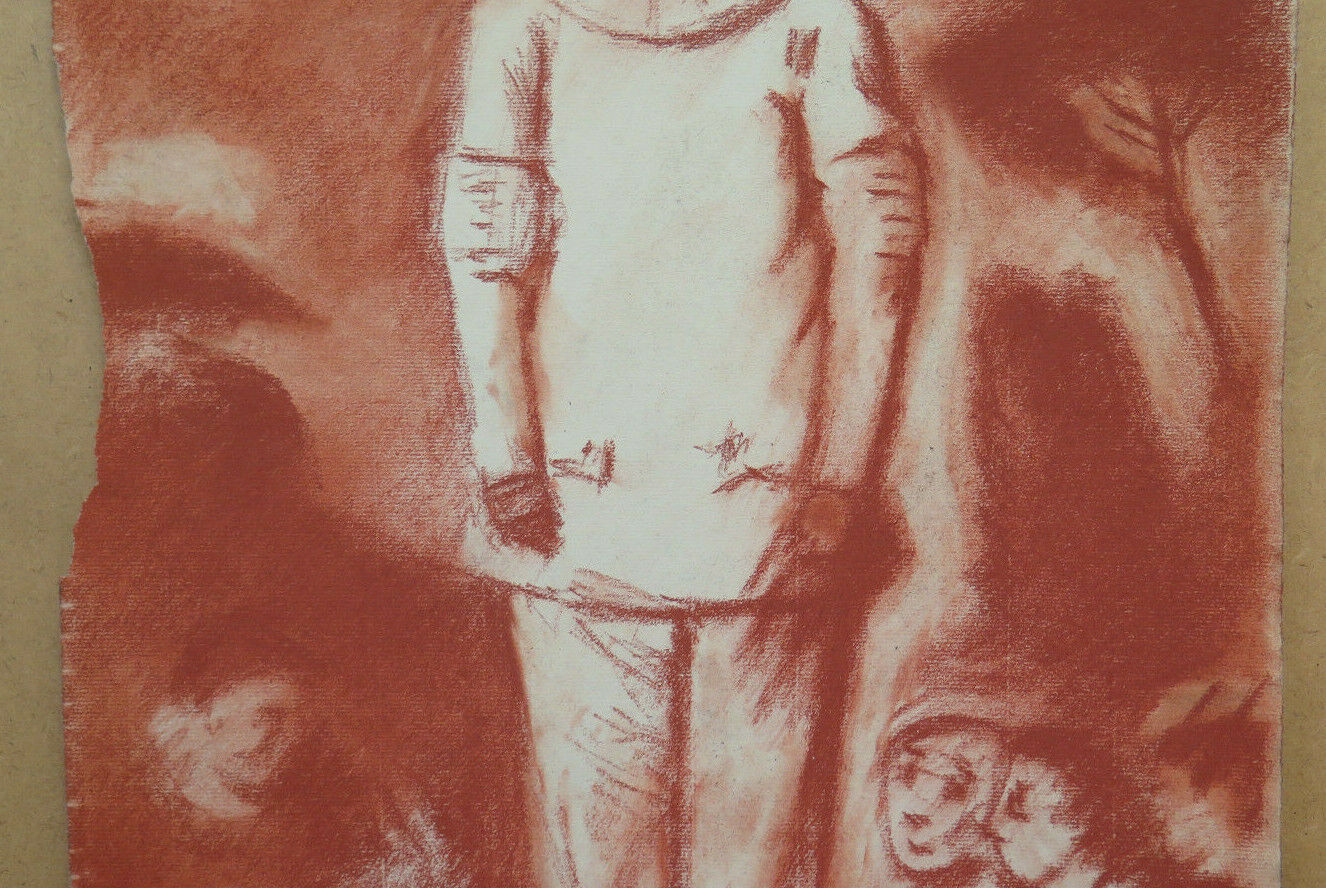 GRANDE DISEGNO ANTICO ISPIRATO WATTEAU PIERROT Pierre Duteurtre DUT BM53.1 C