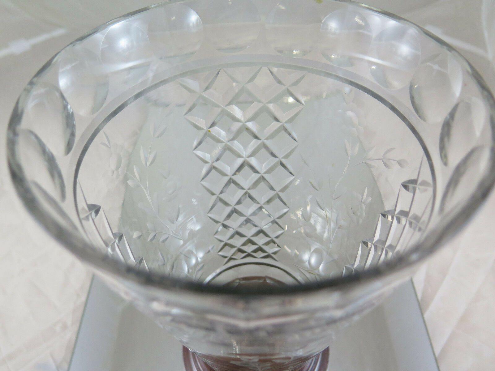 VASO IN VETRO CON BASE IN LEGNO PRIMO NOVECENTO VINTAGE CRYSTAL VASE R25 - Belbello Antiques