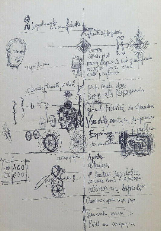 OLD SKETCH FOR A 1960s POLITICAL FLYER BY THE PAINTER PANCALDI P28.7