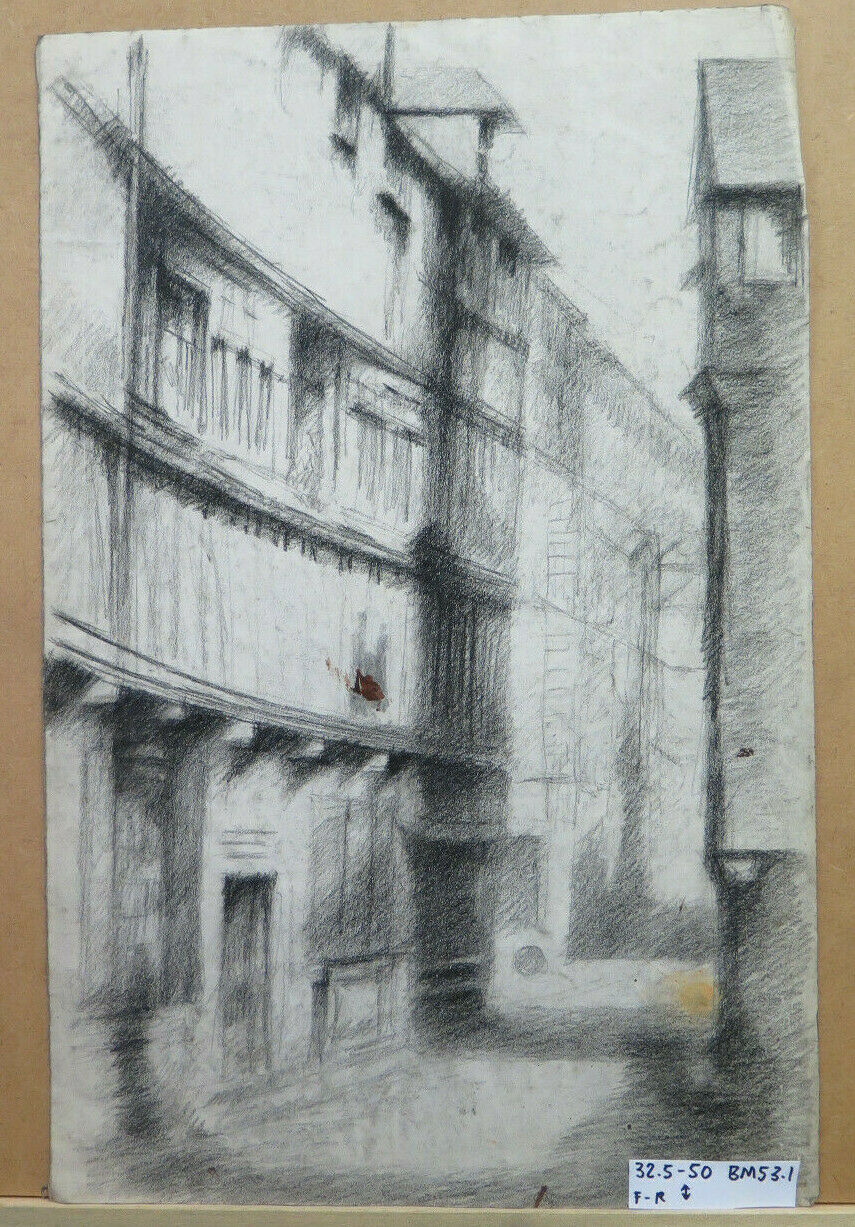 ANTICO DISEGNO ARTISTA Pierre Duteurtre DUT PAESAGGIO FRANCIA QUADRO ARTE BM53.1