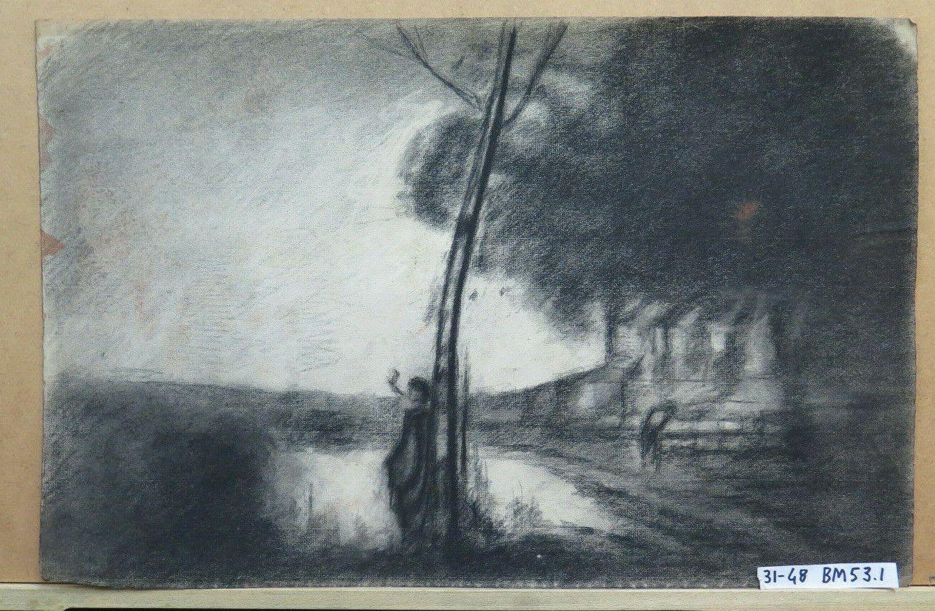 DISEGNO ANTICO PAESAGGIO BUCOLICO PITTORE FRANCESE Pierre Duteurtre DUT BM53.1 - Belbello Antiques