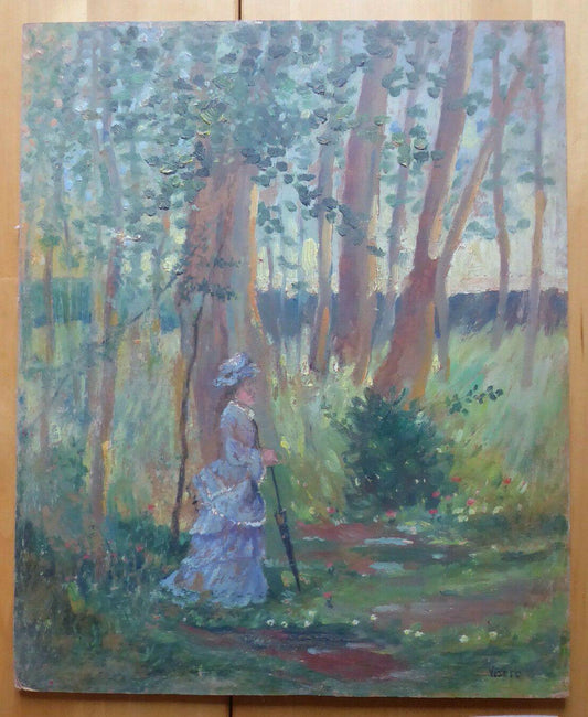 VECCHIO QUADRO IN STILE IMPRESSIONISTA VEDUTA GIARDINI SCUOLA SPAGNOLA '900 MD3 - Belbello Antiques