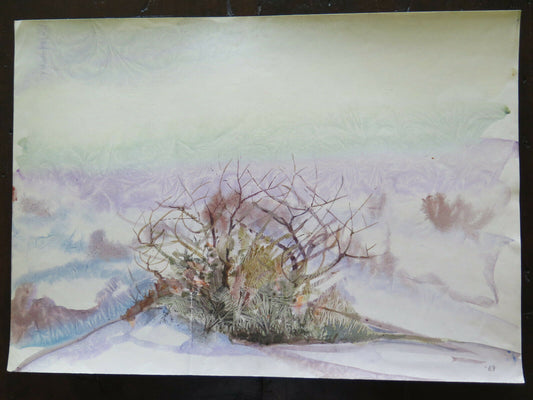 50x36 cm PAINTING OF DREAM LANDSCAPE PAINTED WITH THE FROST TECHNIQUE OLD ERA P14