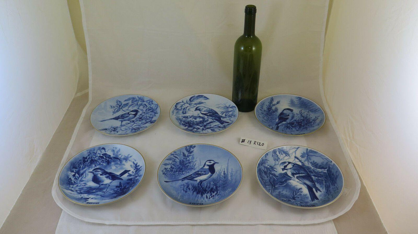 6 PIATTI DA COLLEZIONE Tove Svendsen Fugleplatte CERAMICA DANIMARCA R120 - Belbello Antiques