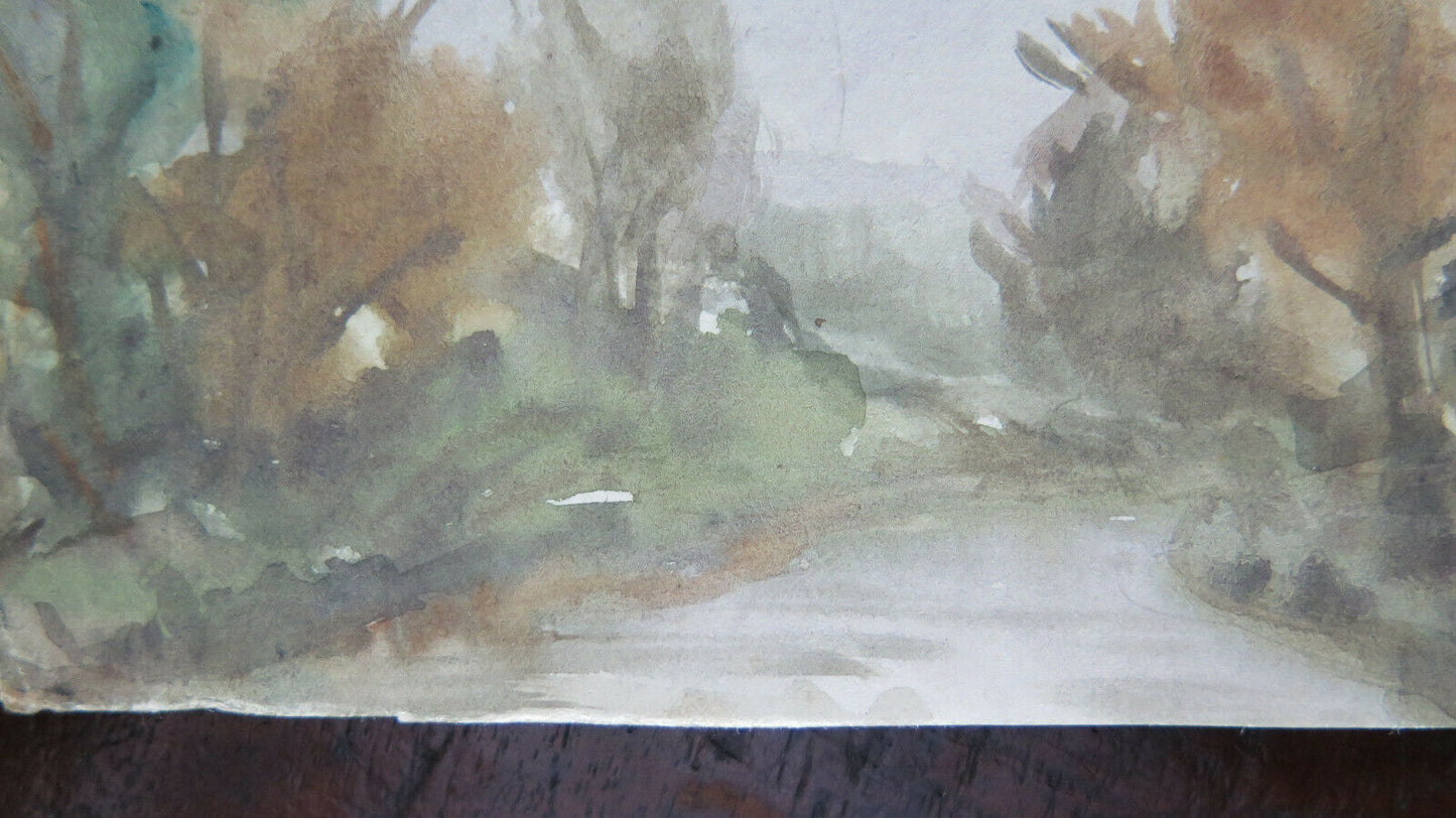 OLD WATERCOLOR PAINTING PREPARATORY SKETCH LANDSCAPE P28.4 