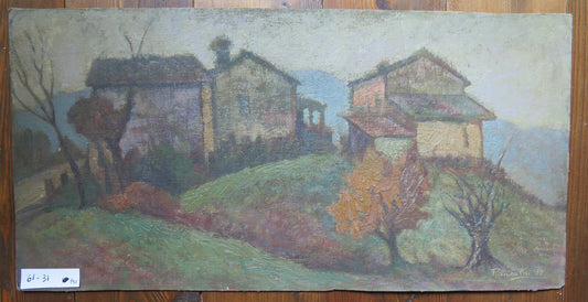 ANTIQUE OIL PAINTING ON PANEL SIGNED YEAR 1959 LANDSCAPE PAINTING WARRANTY p10