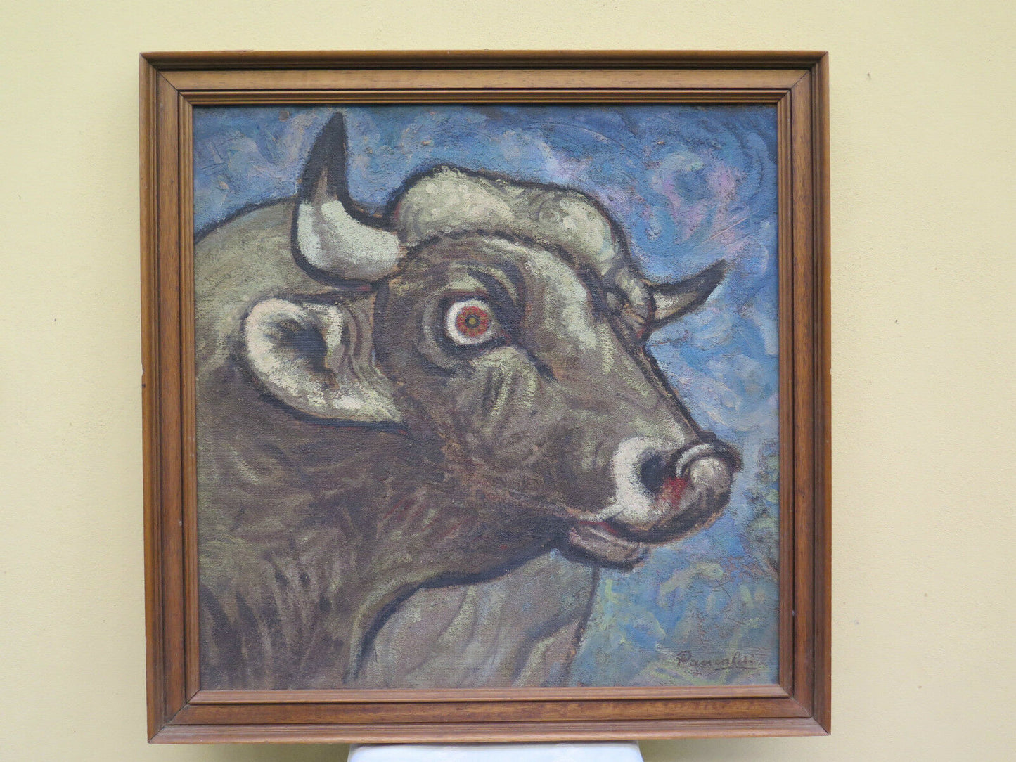 VINTAGE PAINTING FROM THE SIXTY'S SIGNED AND PREPARATORY SKETCH OF ANIMALS COW P28