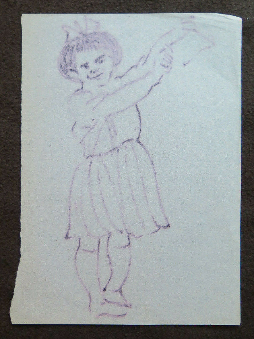 DISEGNO SU CARTA BOZZETTO FIGURA BAMBINA BIMBA PITTORE PANCALDI 31x21 cm P28.7