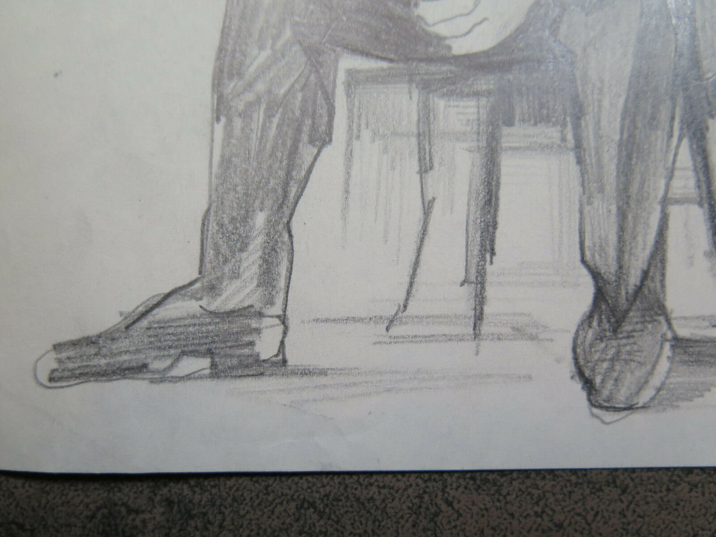 ANTIQUE PENCIL DRAWING ON PAPER STUDY SKETCH FOR A SITTING MAN 1950 P28