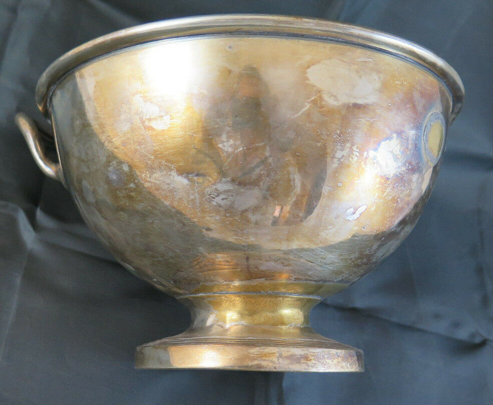 ANTIQUE CENTERPIECE IN SHEFFIELD SILVER METAL CUP VASE PLANTER SU6