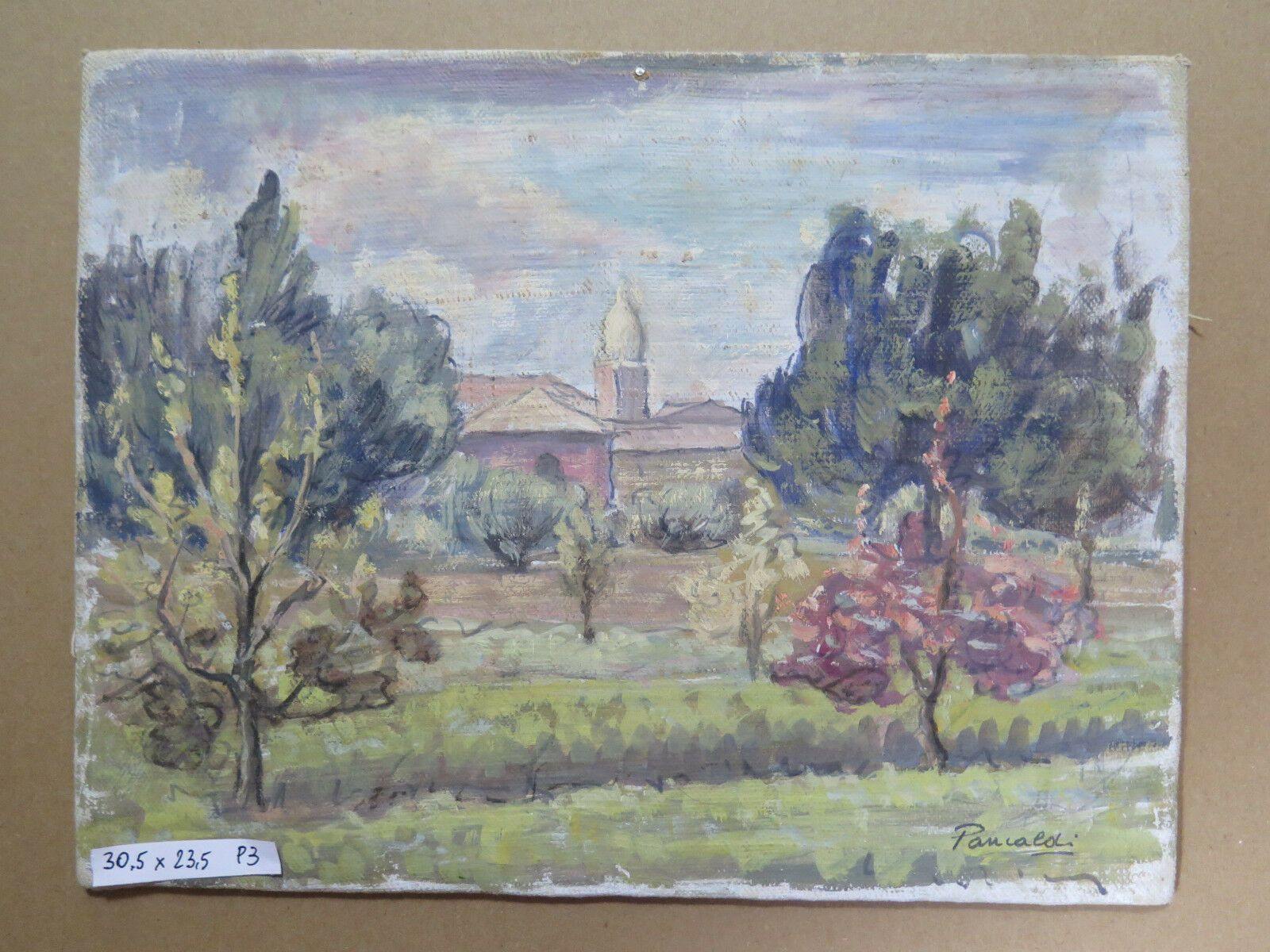 PAESAGGIO CAMPAGNA EMILIA ROMAGNA QUADRO ANTICO DIPINTO AD OLIO SU TAVOLA p3 - Belbello Antiques