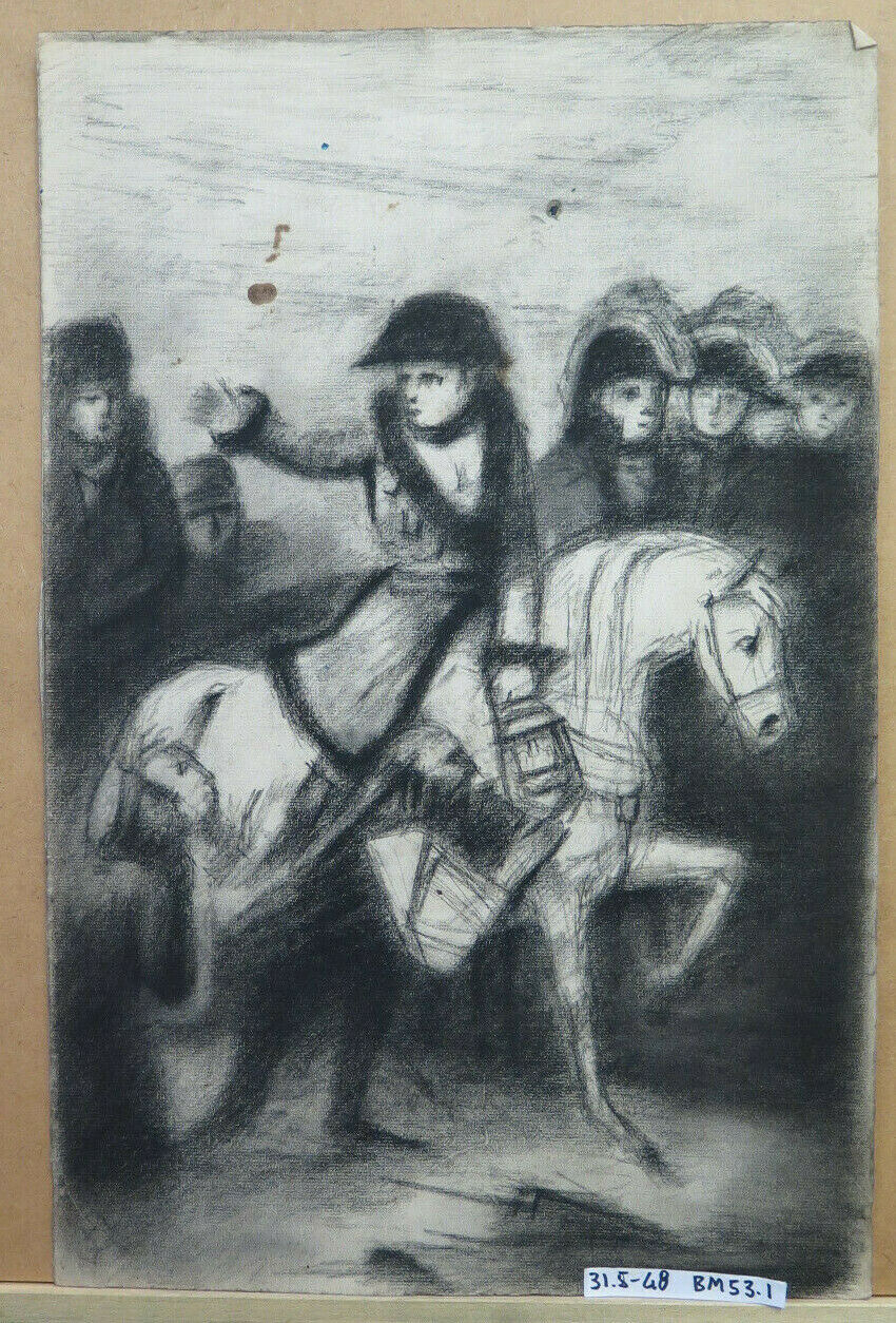 NAPOLEONE A CAVALLO GRANDE DISEGNO ANTICO PITTORE Pierre Duteurtre DUT BM53.1