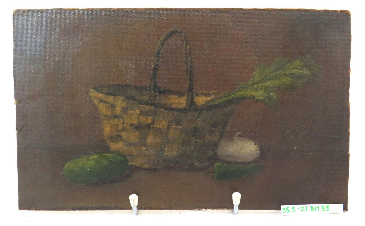 ANONYMOUS PIEDMONT FROM 20TH CENTURY OIL PAINTING STILL LIFE VEGETABLES ON THE TABLE BM38 