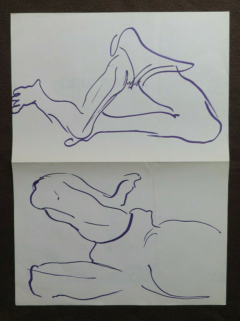 TWO OLD DRAWINGS ON PAPER STUDY SKETCH FOR HUMAN BODY ANATOMY P28.8