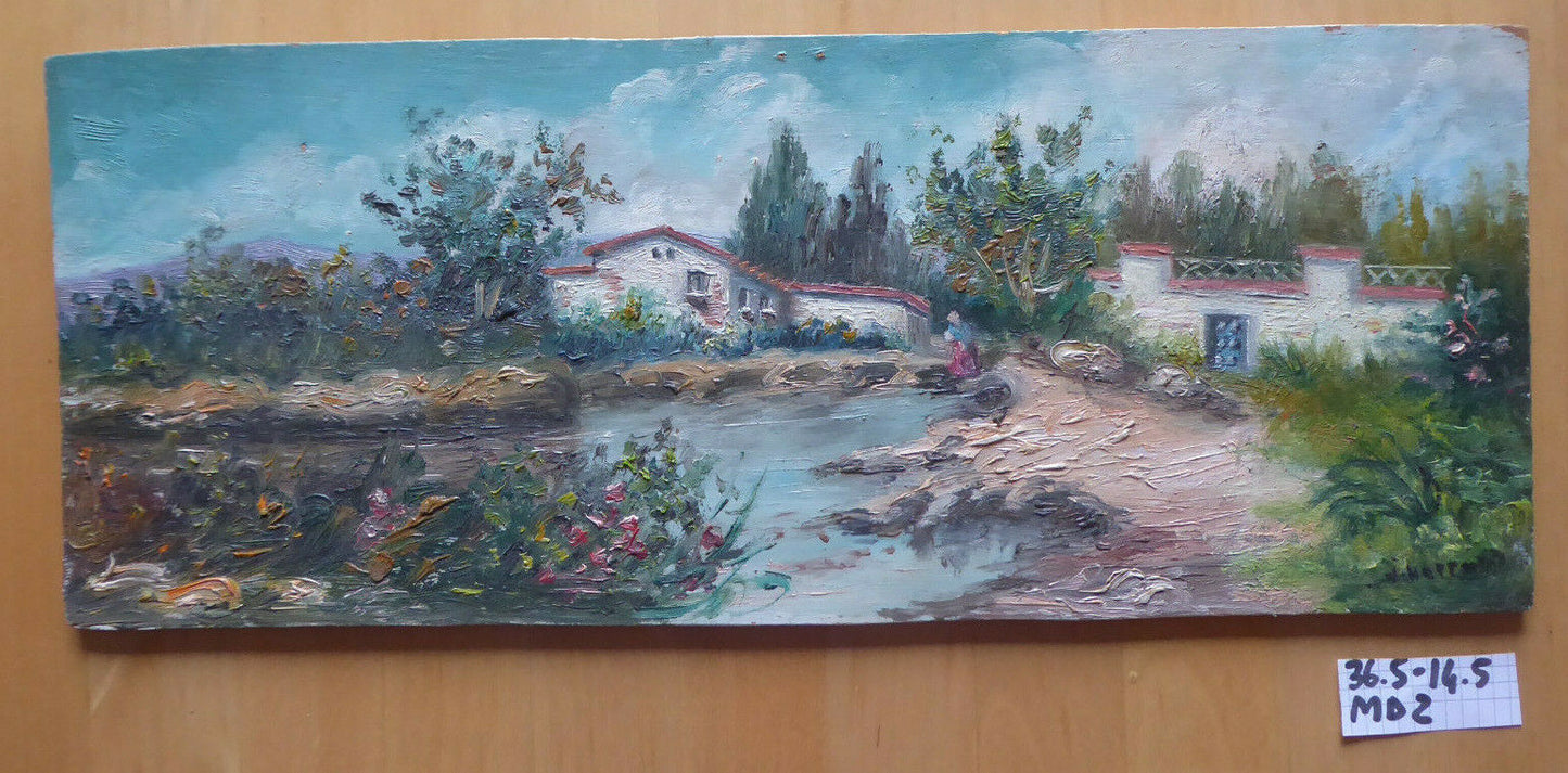 VINTAGE OIL PAINTING SIGNED IMPRESSIONIST STYLE LANDSCAPE SPAIN '900 MD2 