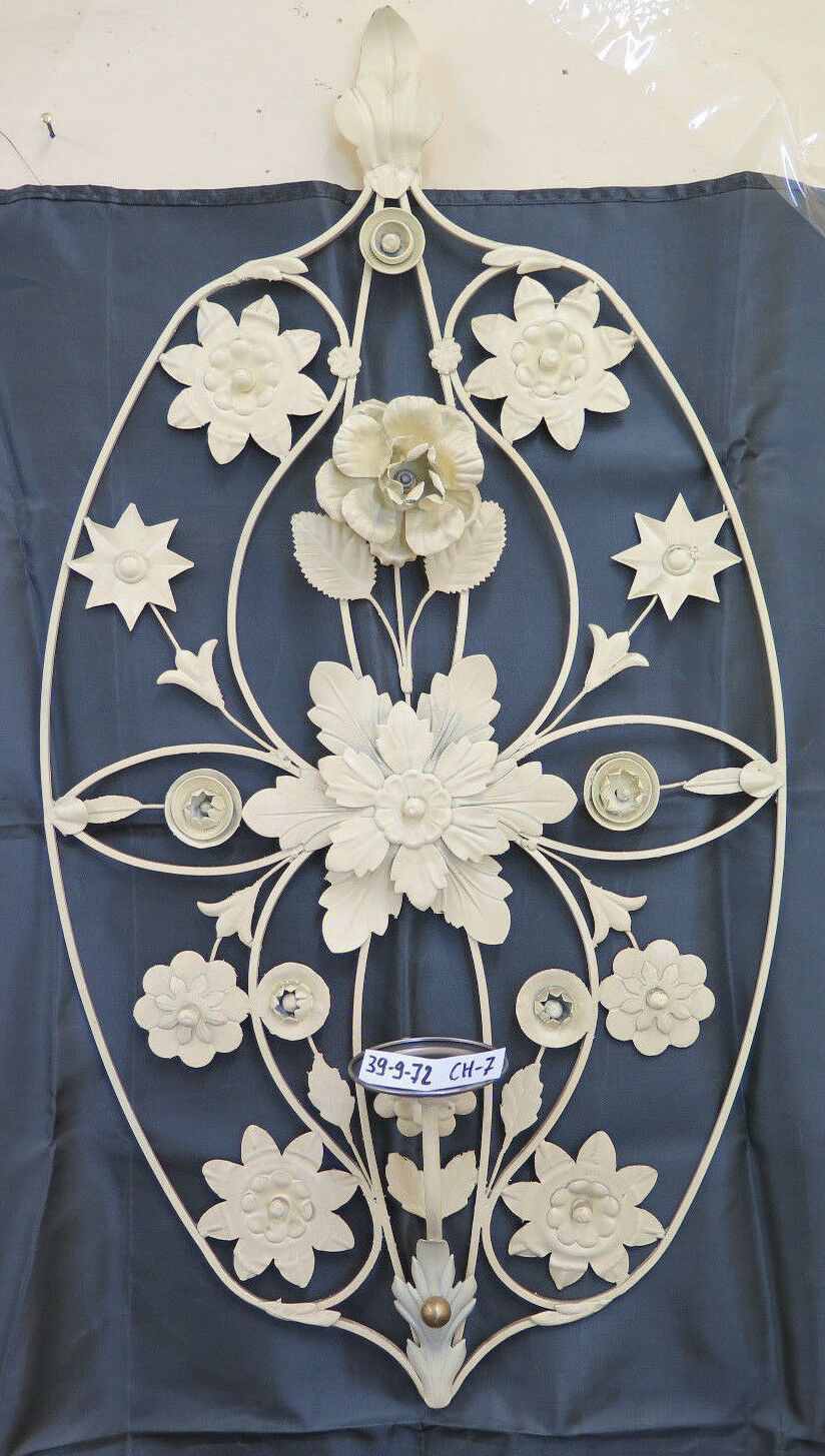 VINTAGE FLORAL STYLE WALL LIGHT IN WROUGHT IRON HANDMADE MID 900 CH-7