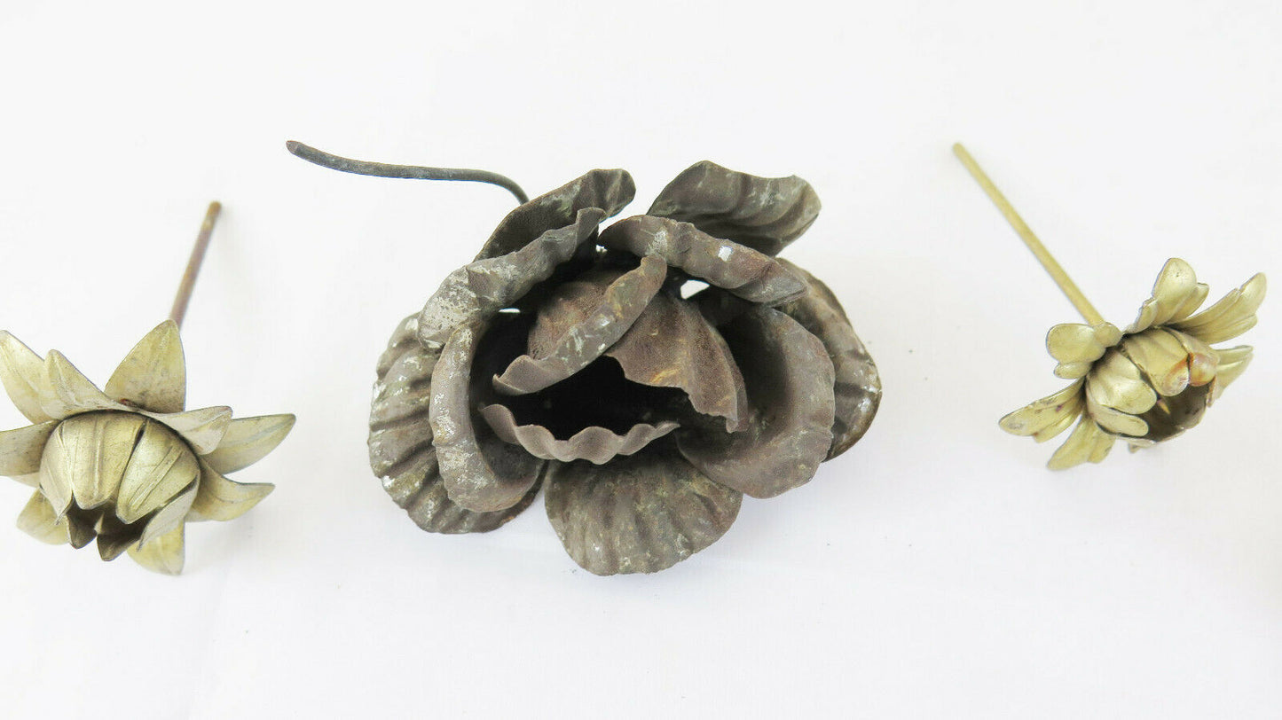 ANTIQUE IRON FLOWERS HAND-MADE FLORAL FRIEZES MID-20TH CENTURY CH15