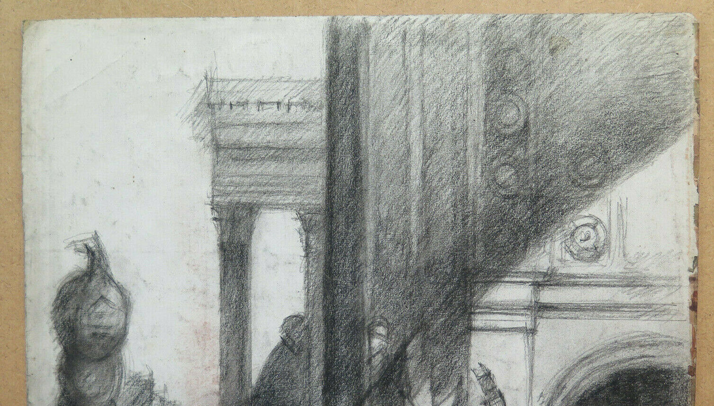 ANTICO DISEGNO ARTISTA Pierre Duteurtre DUT PAESAGGIO FRANCIA QUADRO ARTE BM53.1