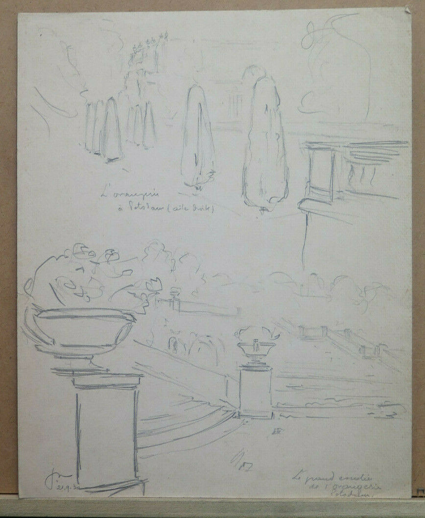 DISEGNO ANTICO BOZZETTO orangerie Orangerieschloss POTSDAM GERMANIA 1930 BM53.2