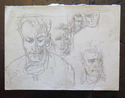 VINTAGE DRAWING STUDY FOR MALE PORTRAITS VINTAGE PREPARATORY SKETCH P28.5