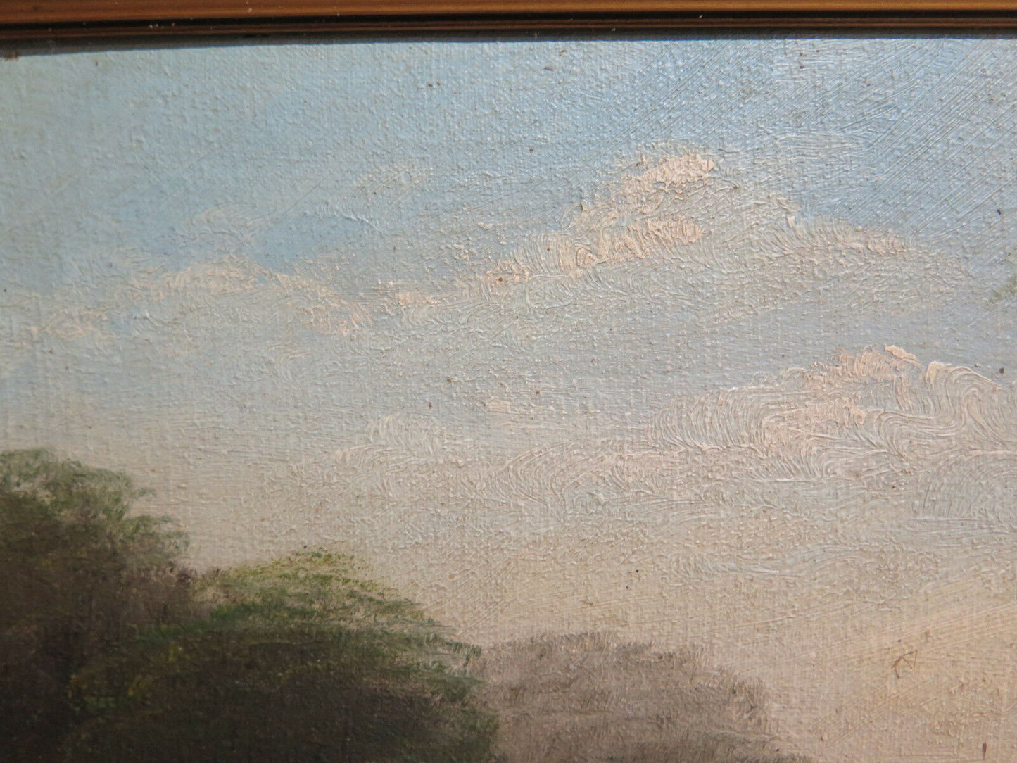 QUADRO AD OLIO DIPINTO ANTICO PAESAGGIO DELLA CAMPAGNA NORD EUROPA ORGINALE R94 - Belbello Antiques