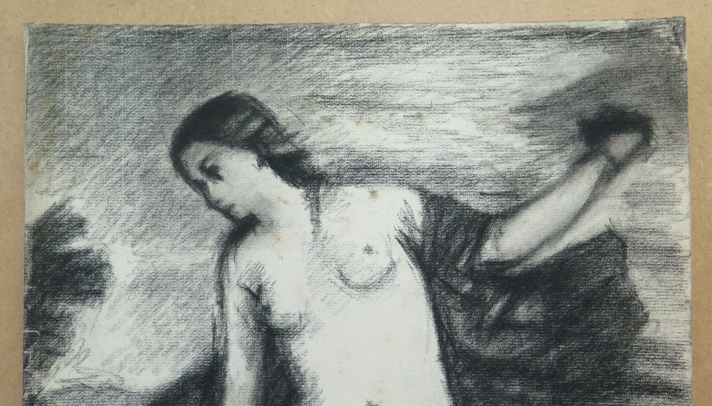 NUDO FEMMINILE GRANDE DISEGNO QUADRO ANTICO ARTISTA Pierre Duteurtre DUT BM53.1